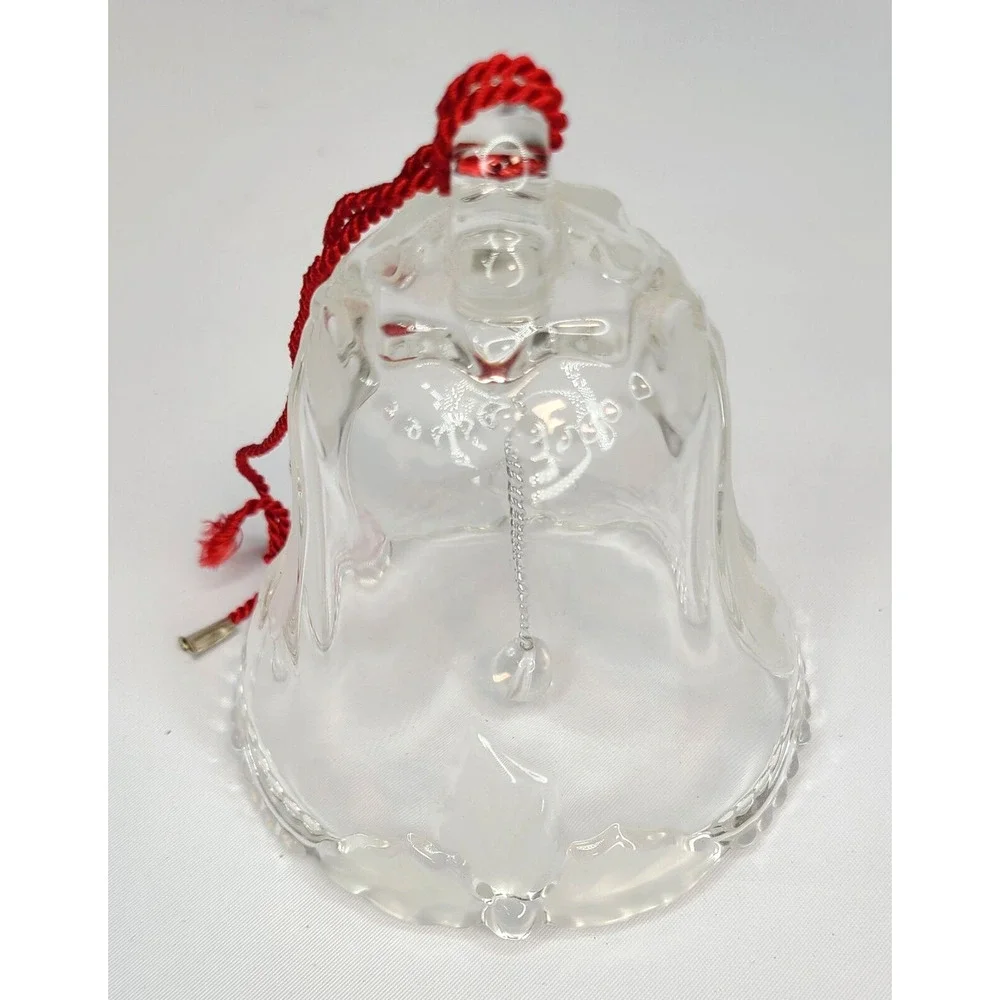 Vintage Mikasa Crystal Fiesta Holiday Bell Christmas Ornament Clear 4.5